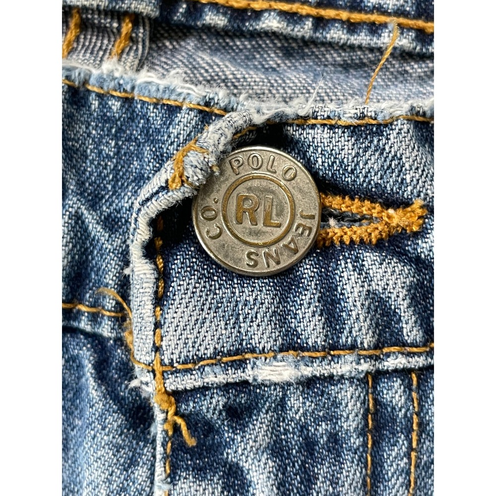 Polo Jeans Co. Mens 8 Relaxed Jean Blue Denim Distressed Faded Medium Wash Holes - Picture 5 of 16